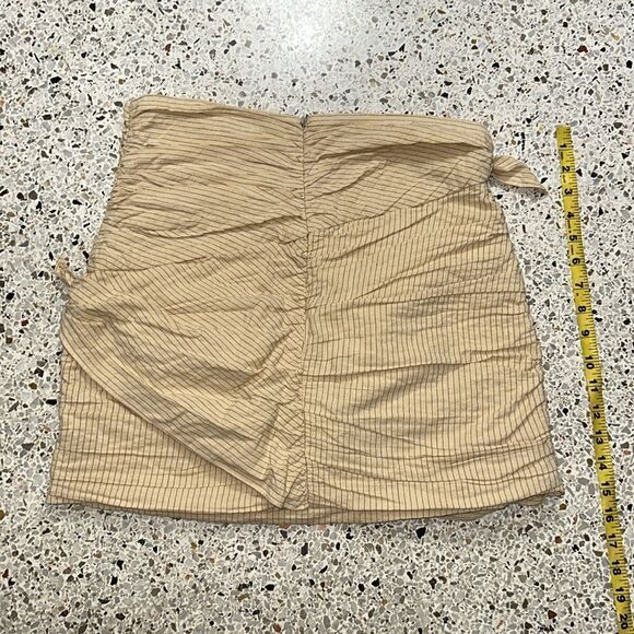 Zara tan nude linen draped summer mini skirt medium m - Picture 6 of 8